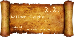 Kollman Klaudia névjegykártya